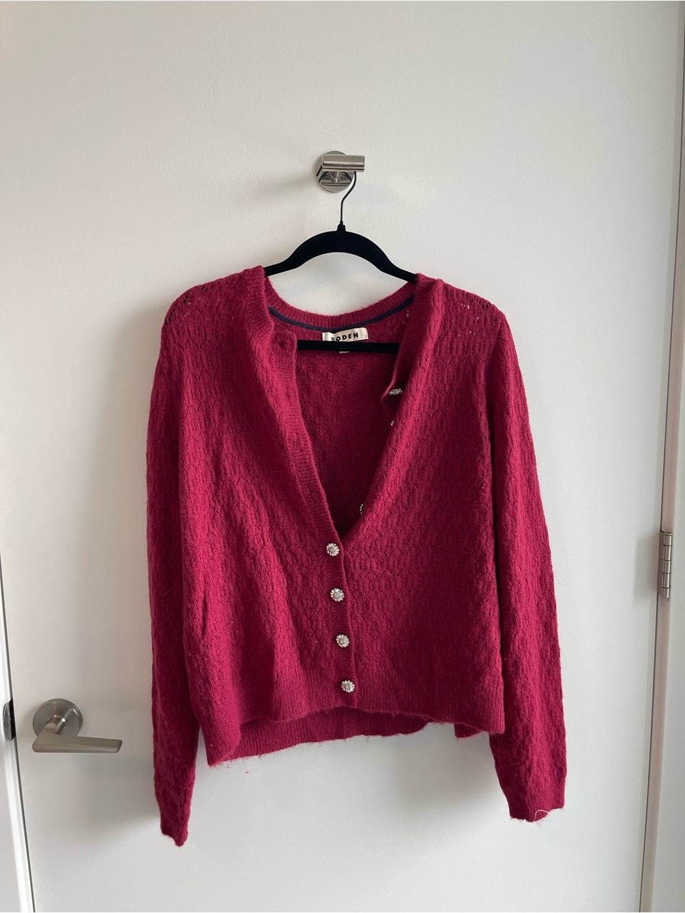 BODEN Red Knit Cardigan with Decorative Buttons